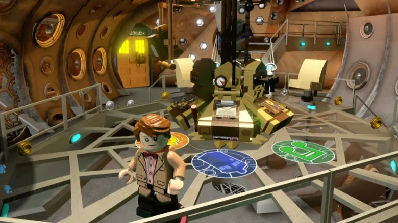 A Lego Doctor in his TARDIS