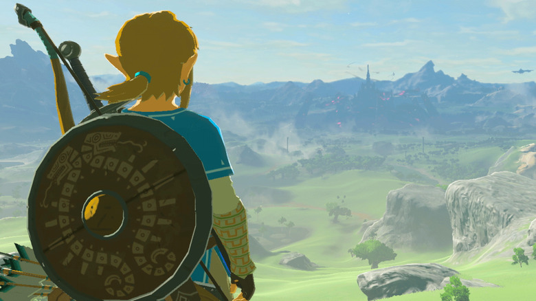 Link looking towards Hyrule Castle in Breath of the Wild