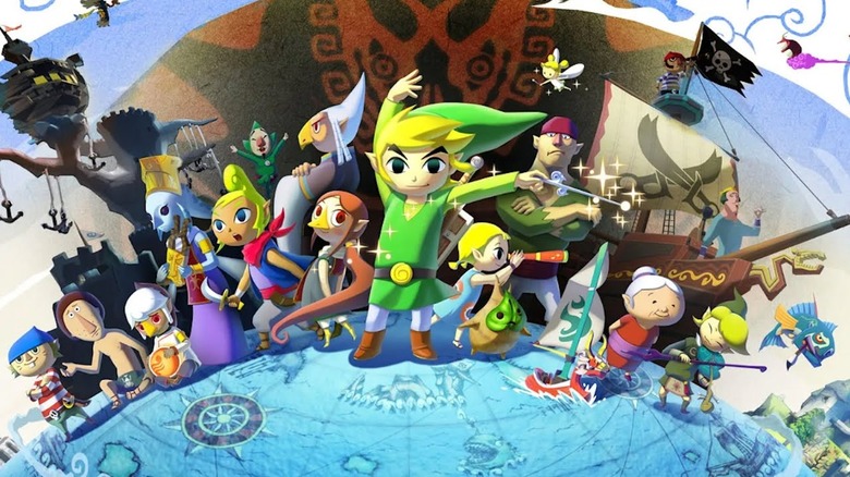Link with the cast of The Wind Waker