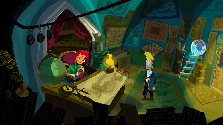 Guybrush Threepwood standing in a room