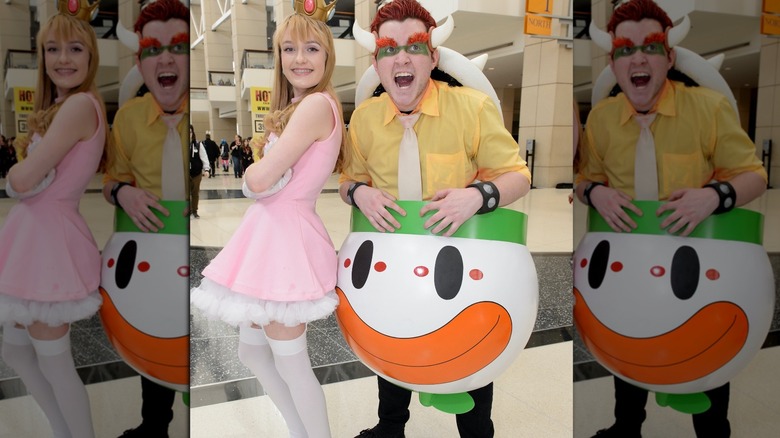 Princess Peach and Bowser casual cosplay