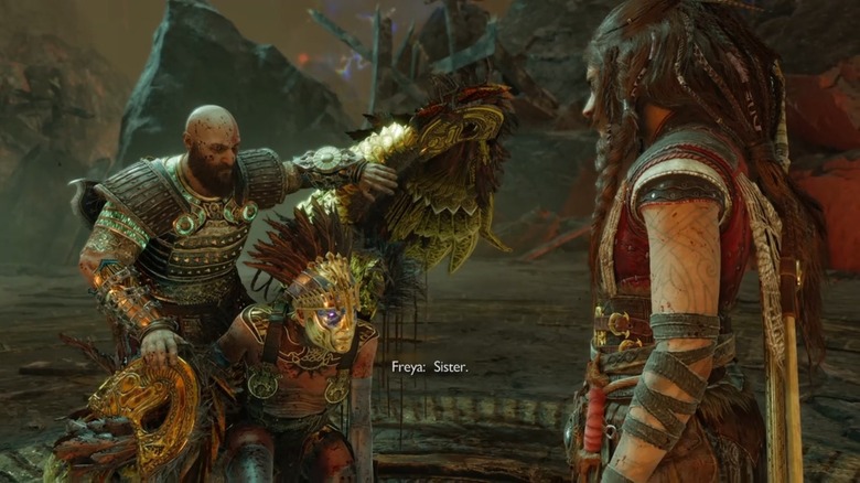 Gna being captured by Kratos and Freya
