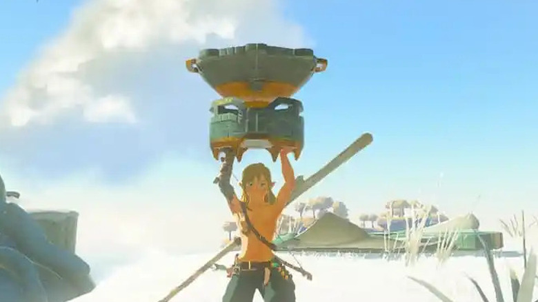 Link holding Portable Pot in Tears of the Kingdom