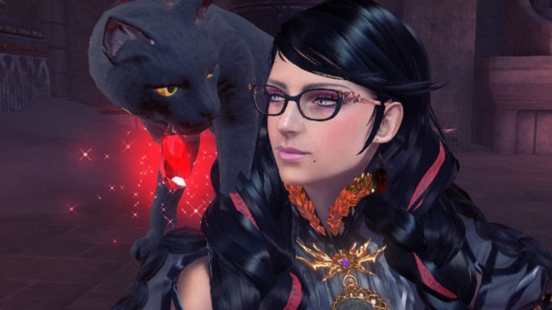 Bayonetta with a black cat