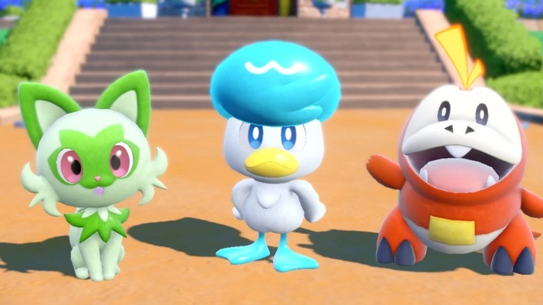The three starters in Pokémon Scarlet