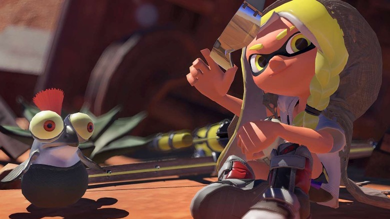 Agent 3 sitting down in Splatoon 3