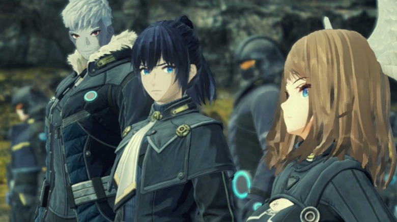 Xenoblade Chronicles 3 characters standing together outside