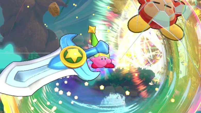 Kirby using a sword attack