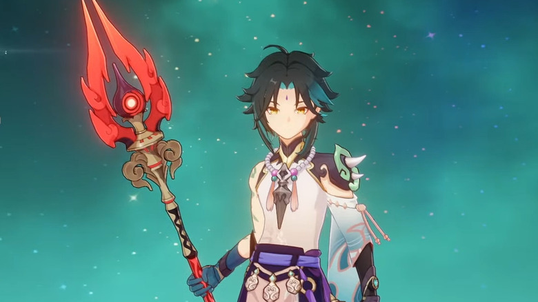 Xiao holding Staff of Homa polearm