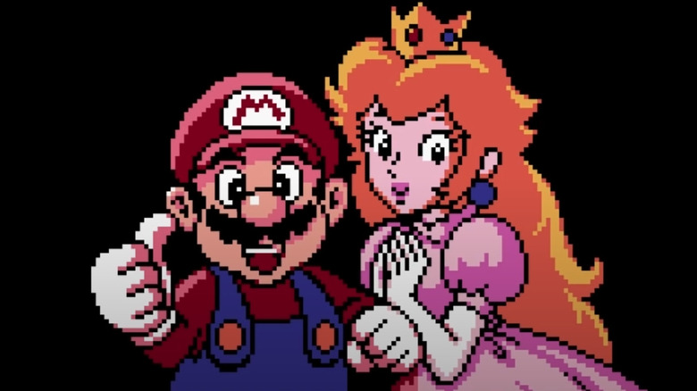 Super Mario Bros. Deluxe Mario and Peach smiling