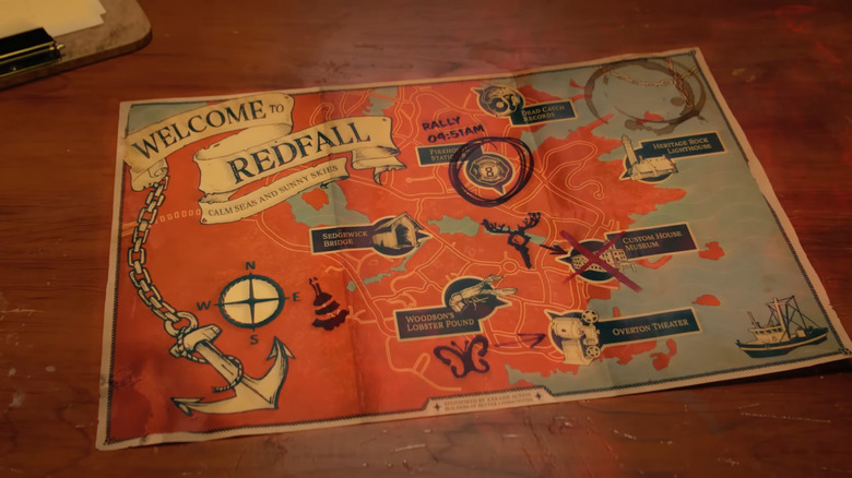 Redfall map on table