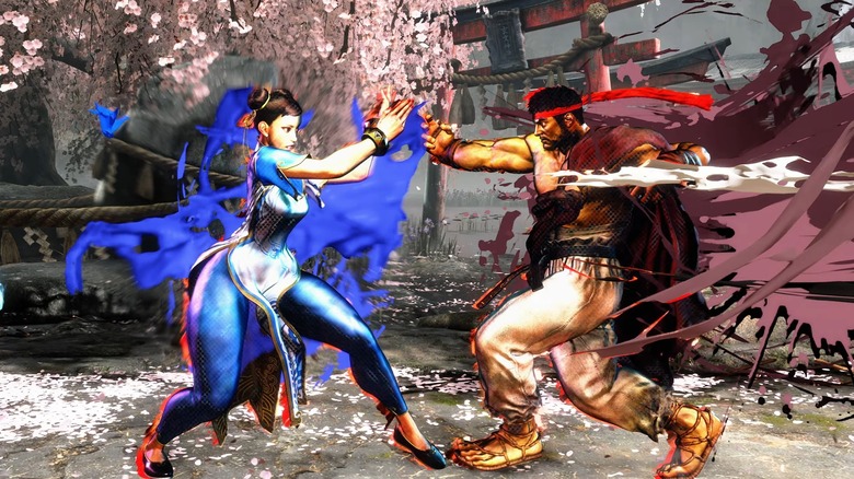 Ryu fighting Chun Li
