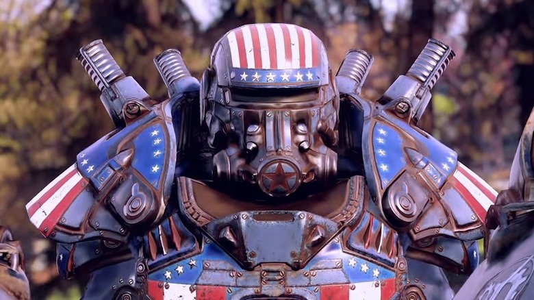 A Brotherhood of Steel member in Fallout 76