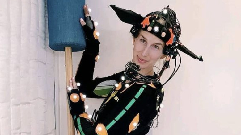 Maggie Robertson in mocap gear