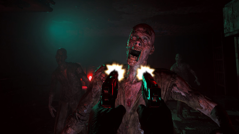 Player shooting at zombie enemies