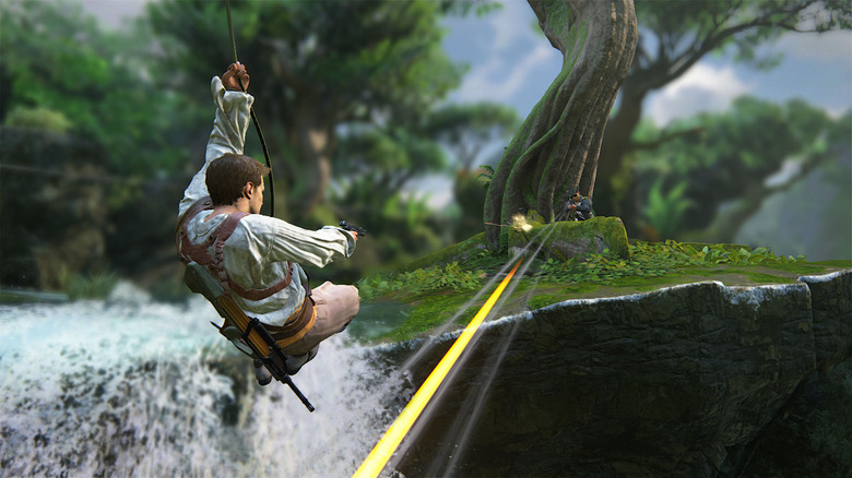 Nathan Drake swinging