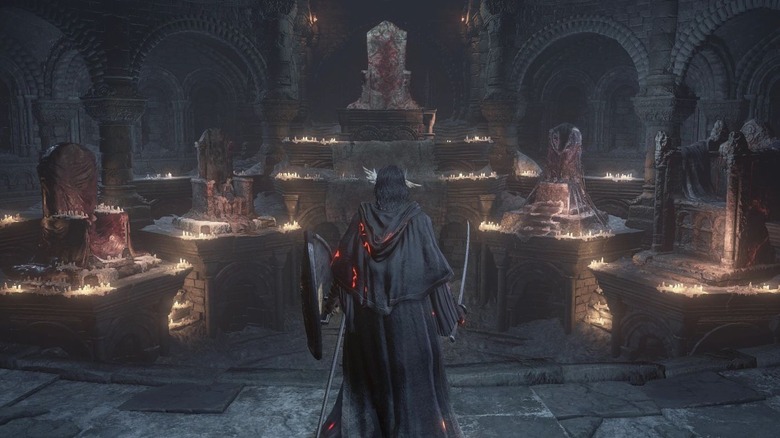 Ashen One standing in Firelink Shrine