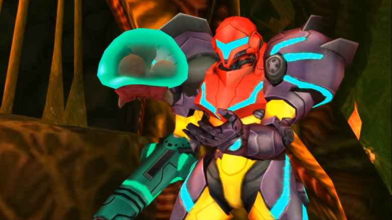 Samus with the baby Metroid