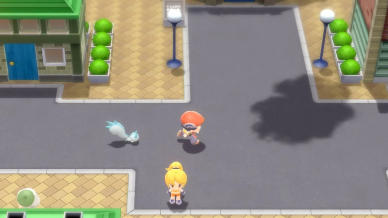 Pokemon Diamond trainer followed by Pokemon in city