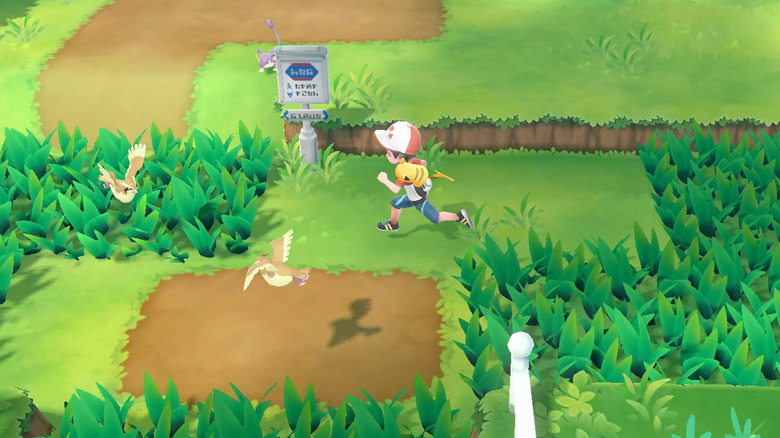 Trainer running around in Pokemon Let's Go: Pikachu!