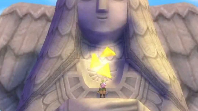 Skyward Sword goddess statue and Triforce