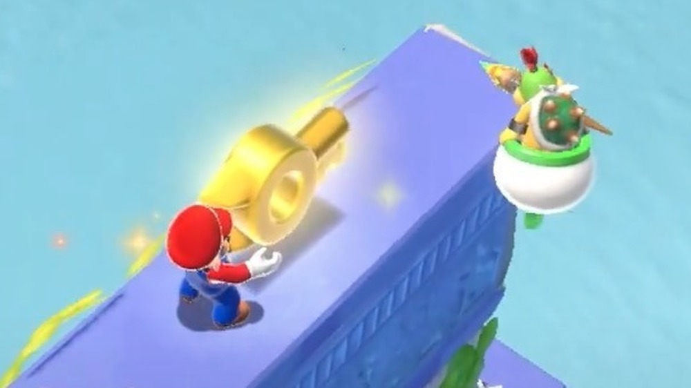 Mario holding a key