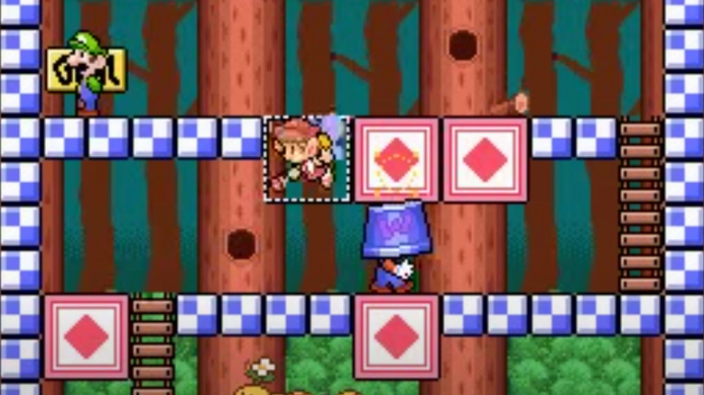 Mario navigates the puzzle room