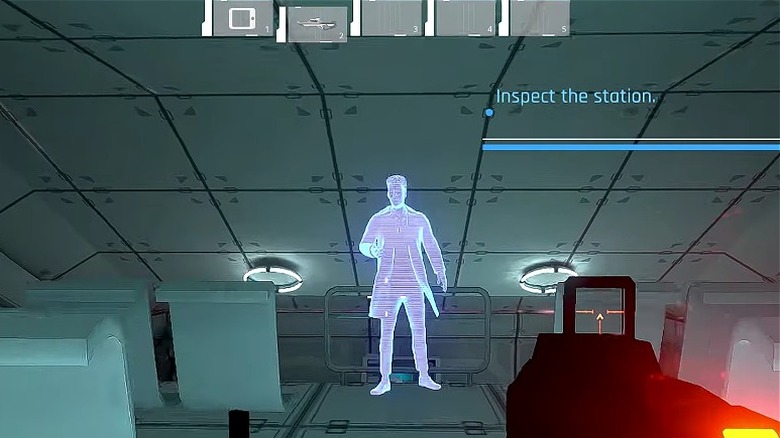 Gun points at hologram