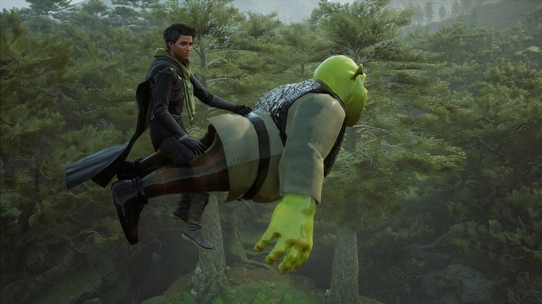 Player riding Shrek