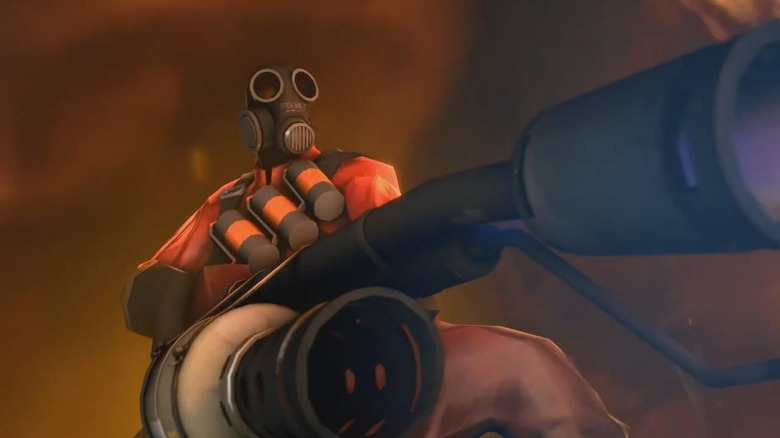 Pyro holding flamethrower