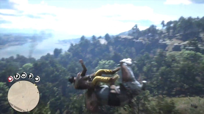 Arthur flying off of horse