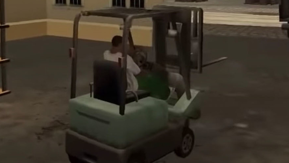 CJ using forklift