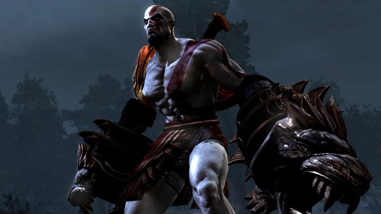 Kratos equipping the Nemean Cestus