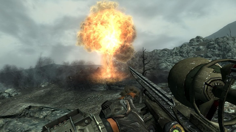 The nuclear launcher aims at a target