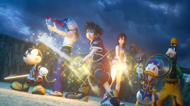 Sora and friends wield their weapons