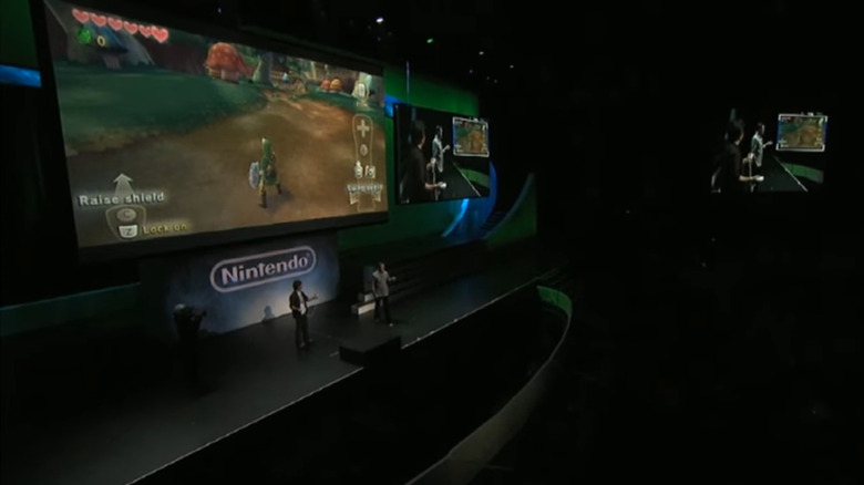 Miyamoto and Trinen showing Skyward Sword