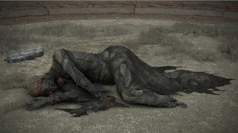 A burnt corpse of Ranni seen in-game