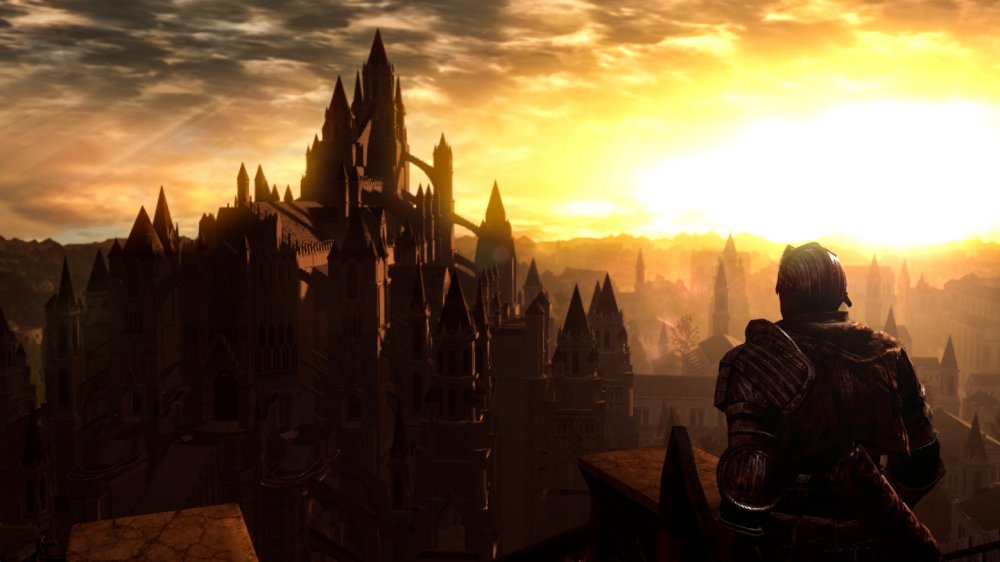 The Dark Souls protagonist looks at Anor Londo from afar