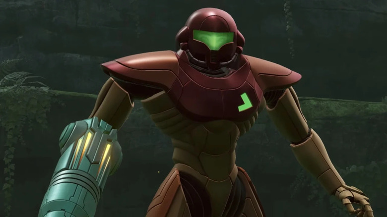 Samus in remastered Metroid Prime with face visible
