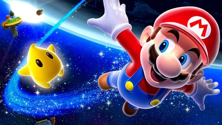 Super Mario Galaxy promo art with Mario and Luma