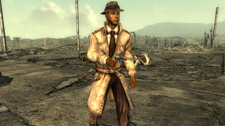 Mysterious Stranger pointing pistol