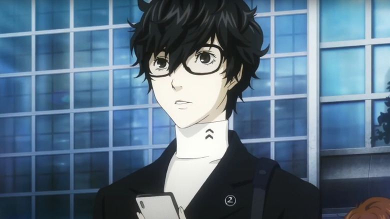 Joker from Persona 5 holding phone