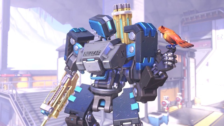 Overwatch character Bastion with bird