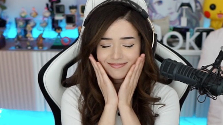Pokimane with hands on face streaming
