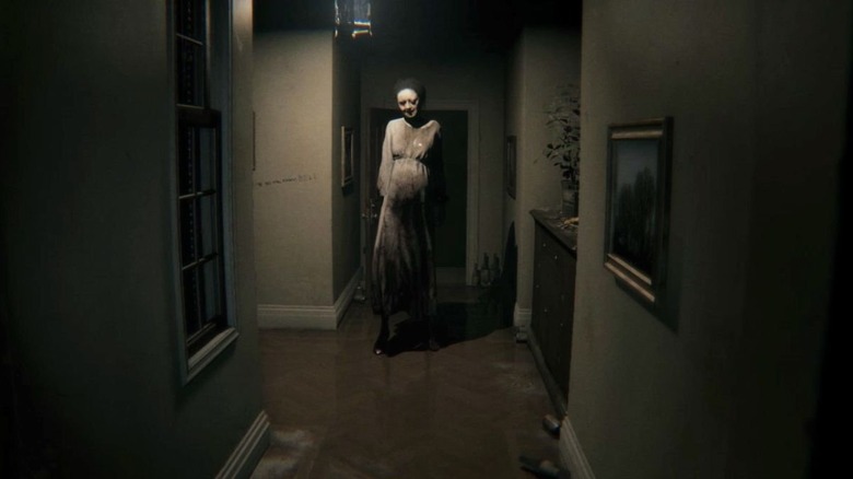 Ghostly woman in hallway