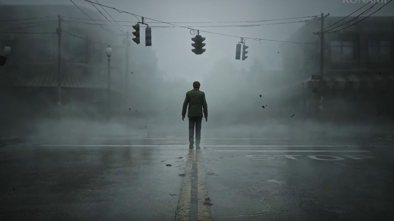 James standing in the middle of the street in Silent Hill