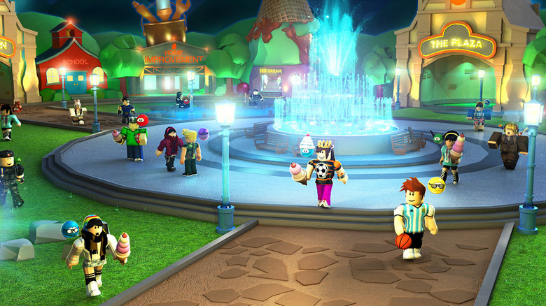 Roblox city plaza with fountain