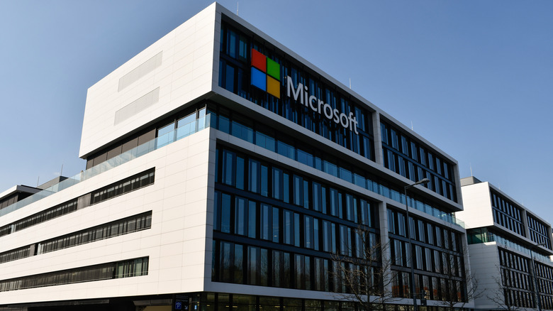Microsoft building against blue sky