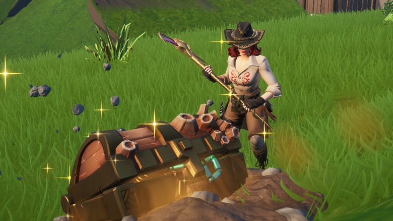 Fortnite character unearthing buried treasure