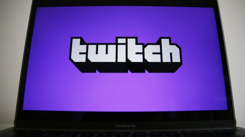 Twitch logo on laptop screen